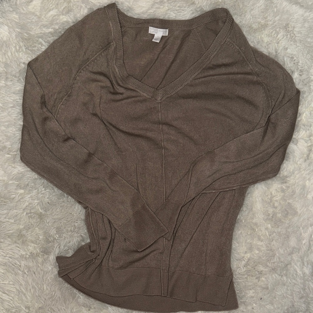 14th & Union Taupe V-Neck Sweater